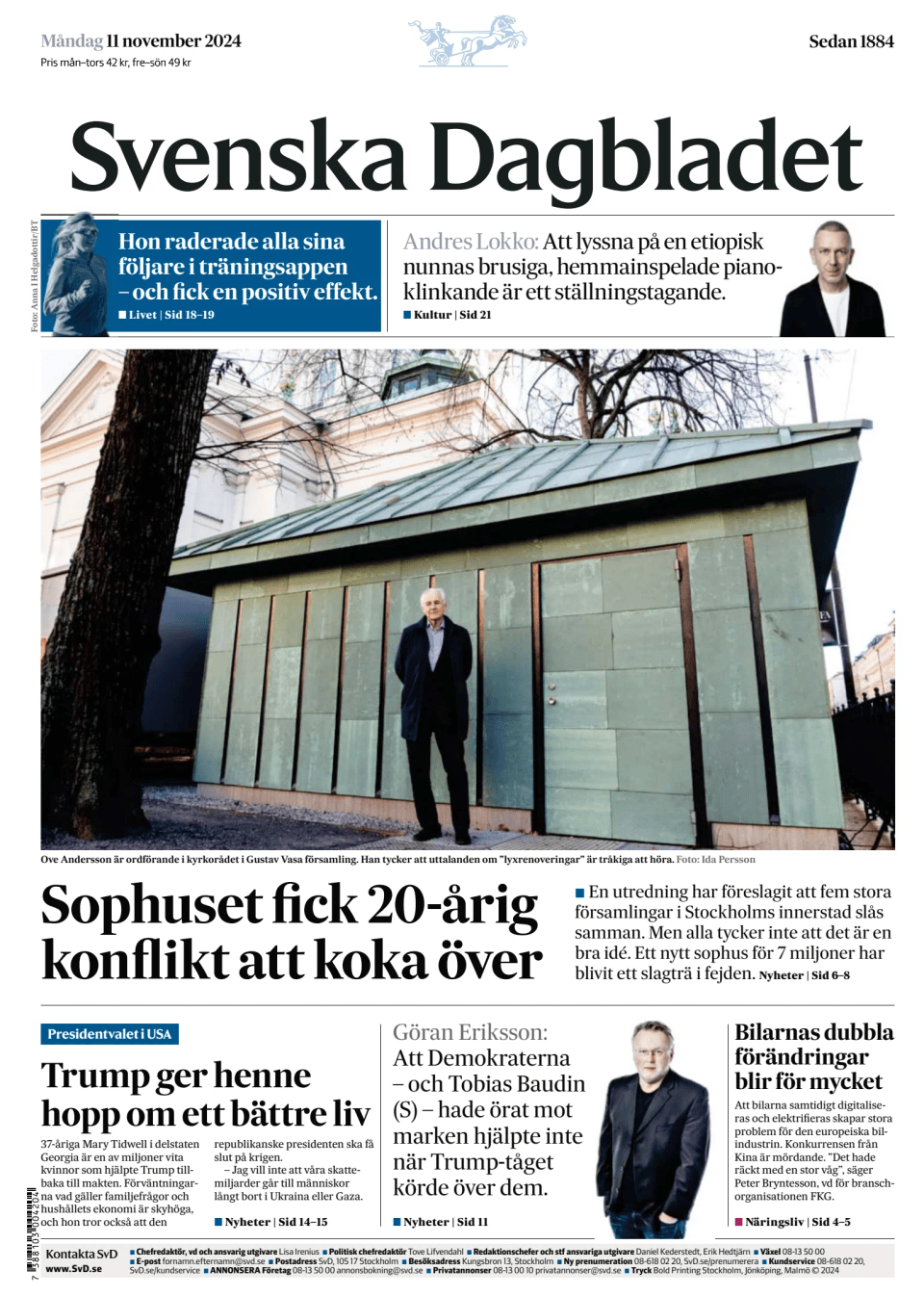 Prima-pagina-Svenska Dagbladet-edizione-di-oggi-20241111